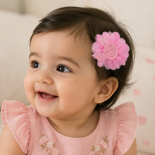 20617 {Pack of 10} Baby Girl Hair Clips Soft Flower Bow Strechable Hair clip Suitable For Newborns, Infants, Toddlers and Kids