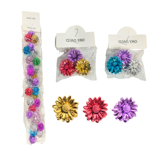 20619 {Pack of 10} Floral Hair Clutcher Random Color for Women and Girls