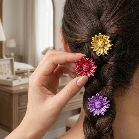 20619 {Pack of 10} Floral Hair Clutcher Random Color for Women and Girls