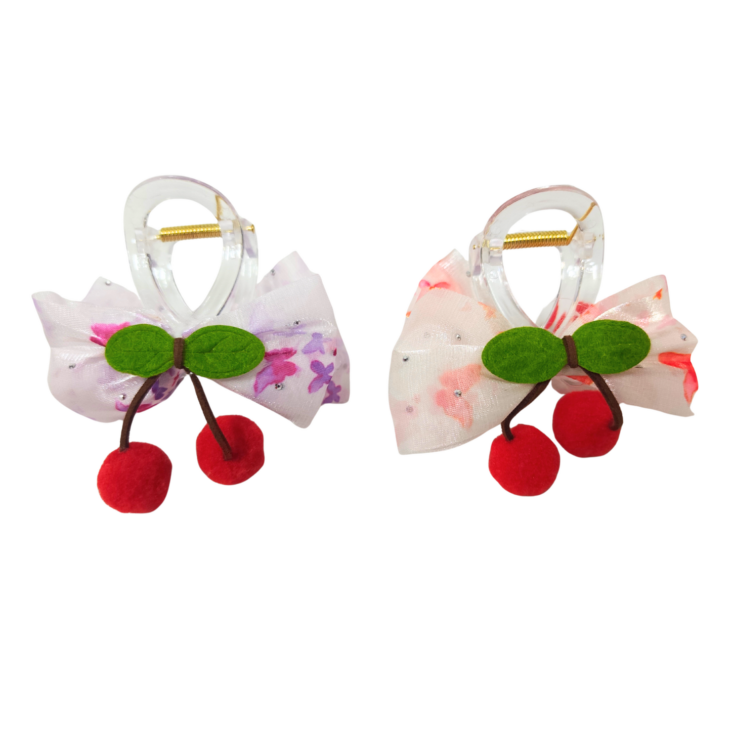 20620 Style Hair Clutcher  with Cherry Pom Poms, Girls Hair Accessory {Random Color}