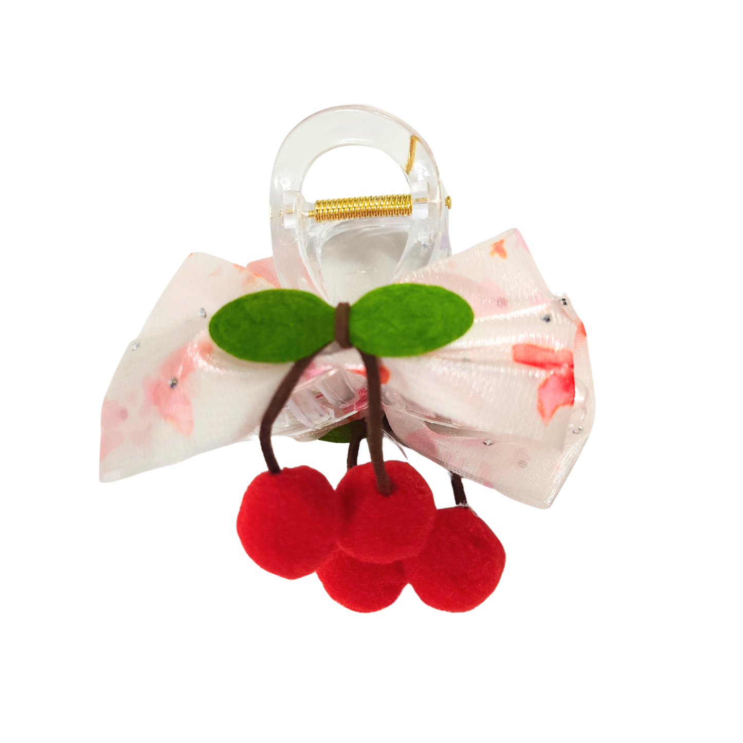 20620 Style Hair Clutcher  with Cherry Pom Poms, Girls Hair Accessory {Random Color}