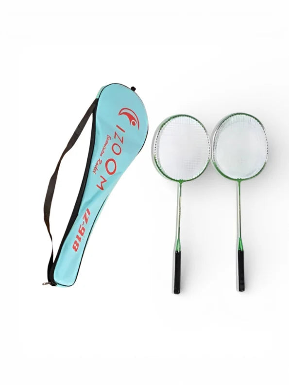 IZ-935 2 pcs Badminton Racquet with Full Racket Cover, Strung Shuttle Bat for Practice Multicolor Strung Badminton Racquet