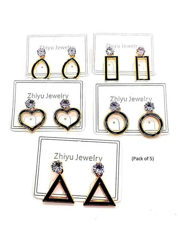 ER1158 {12 Pair} Stone Geometric Earrings For Women Random Design