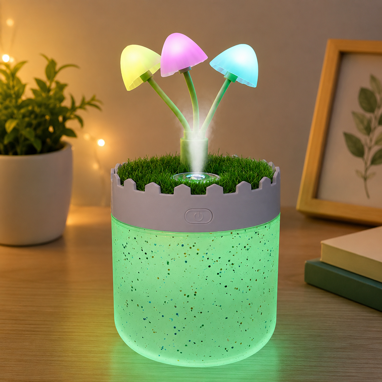 21173 3 Mushroom LED Light Humidifier with Mist – Colorful Decorative Night Lamp & Room Décor