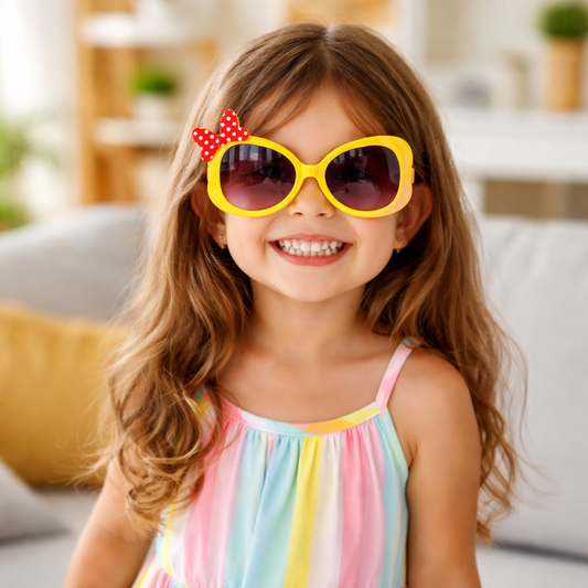 17743 Side Polka Dot Bow Butterfly Wings Shape Kids Sunglasses {Multicolor}
