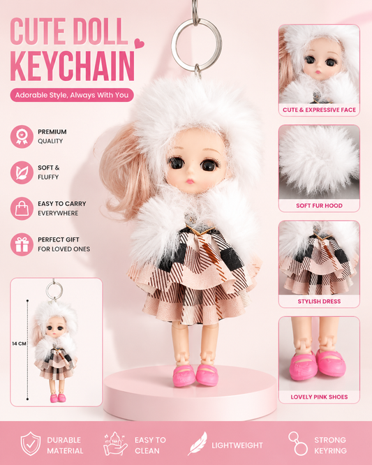 20708 Folding Cute Baby Doll Hanging Keychain {Random Color}