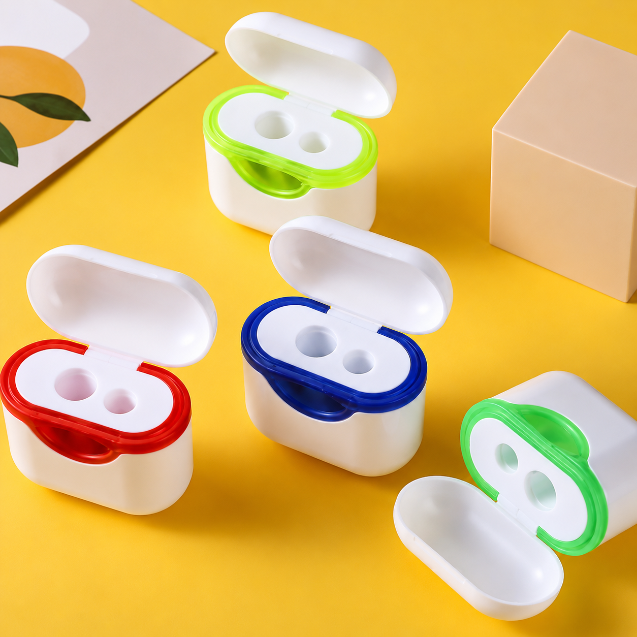 20612 Multicolor Earbuds Shaped Pencil Sharpener Portable Plastic Sharpener for Kids School Office Use Compact Lightweight Durable Stationery Pencil Easy Grip Design