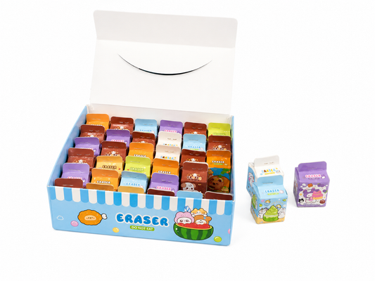 21183 [ pack of 36 ]Cute Cartoon Eraser Set – Colorful Novelty Erasers for Kids, School & Stationery