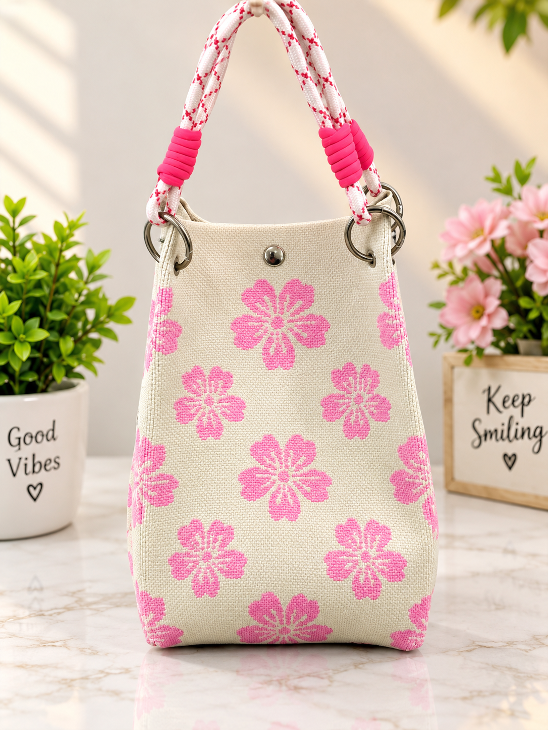 21180 Floral Printed Canvas Shoulder Bag | Stylish Casual Handbag