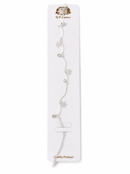 21172 Elegant Silver Flower Charm Bracelet for Women & Girls – Stylish Adjustable Fashion Jewellery Bracelet