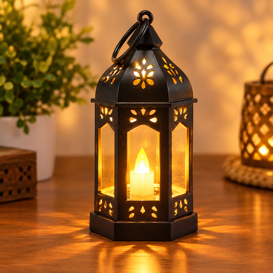 21225 Style Electronic Candle Lantern Wind Lamp Decorative for Garden Black | Home Decor | Candle Holders & Accessories