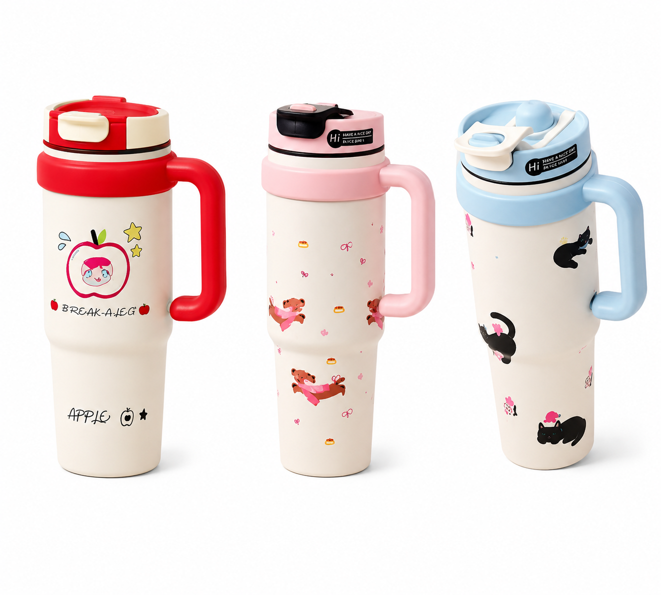 21138 Water Bottle Leakproof Tumbler Cup, Handle Vacuum Insulated Water Bottle for Coffee Drinks School Boys Girls Women Men 1000ml Tumbler Cup Handle Vacuum Coffee Drinks