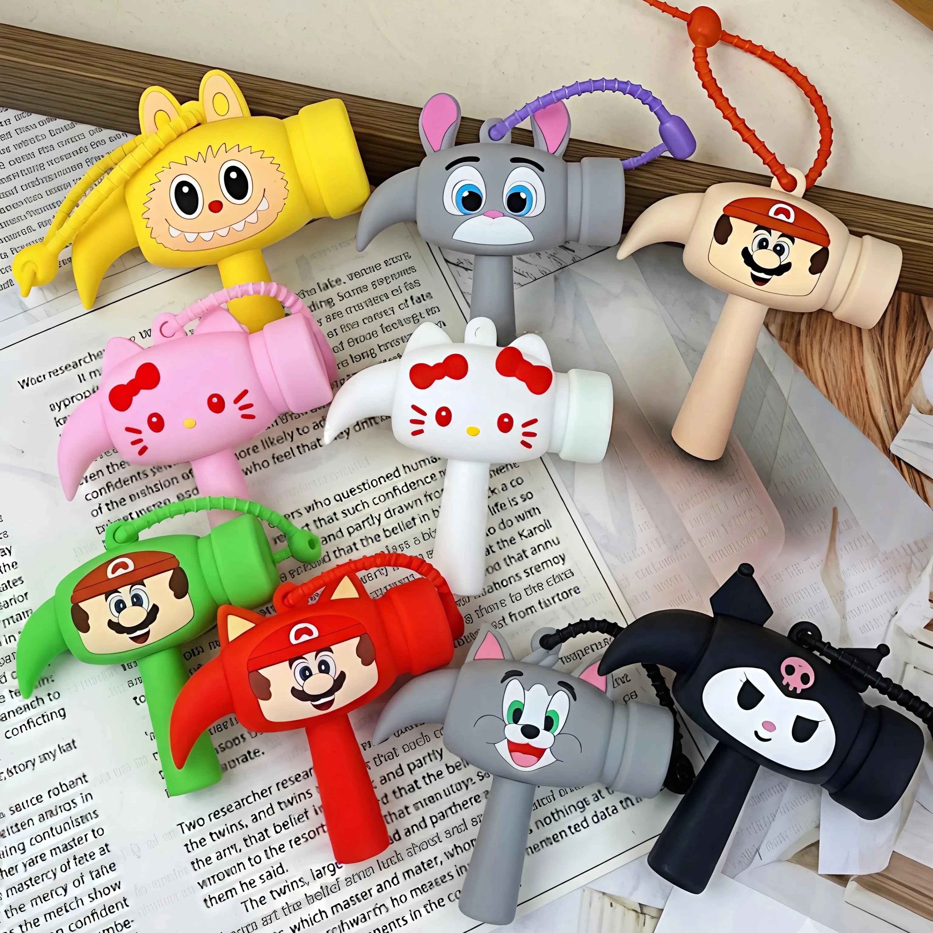 21163 CRIYALE Hammer Keychain Toy for Kids and Teens, Cute Cartoon Character Handheld Sensory Mini Keychain, Cute Soft Rubber Bag, Fun Novelty Toy for Bags, Backpacks, Keys, Travel and Outdoor Use {Randam}
