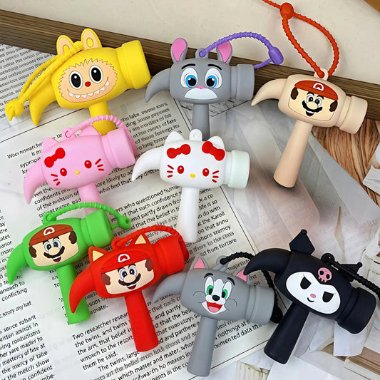 21163 CRIYALE Hammer Keychain Toy for Kids and Teens, Cute Cartoon Character Handheld Sensory Mini Keychain, Cute Soft Rubber Bag, Fun Novelty Toy for Bags, Backpacks, Keys, Travel and Outdoor Use {Randam}