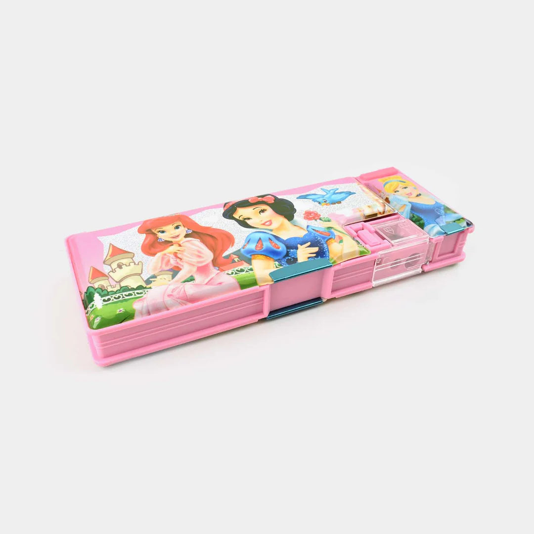 20437 Plastic Pencil Box with LED Light| Compartments and Dual Sharpener, Magnetic Lock, Pencil Box for Girls (Random Design)