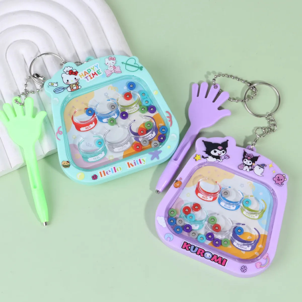 20546 Creative Cartoon Magnetic Steel Ball Rolling Ball Small Drawing Board Keychain Decompression Kidsren's Student School Bag Pendant Birthday Gift