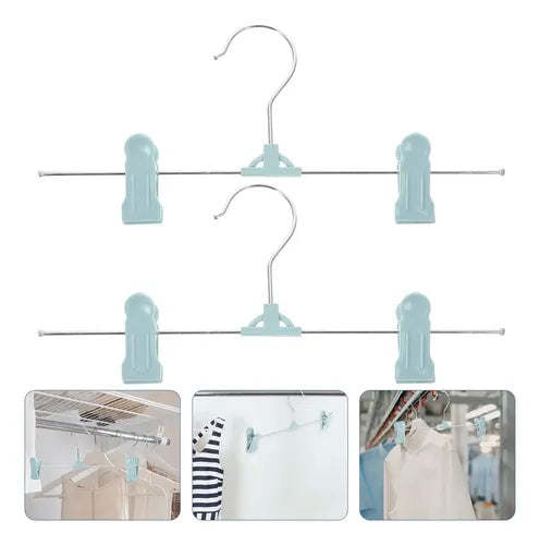 20712 Trouser Hangers, Skirt Hangers with Adjustment Plastic Grip Pant Hangers {Random Color}