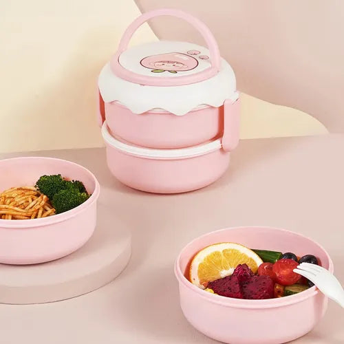 51313 Cute Kids 2 Layer Lunchbox - Life and Home {Random Color}