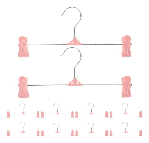 20712 Trouser Hangers, Skirt Hangers with Adjustment Plastic Grip Pant Hangers {Random Color}
