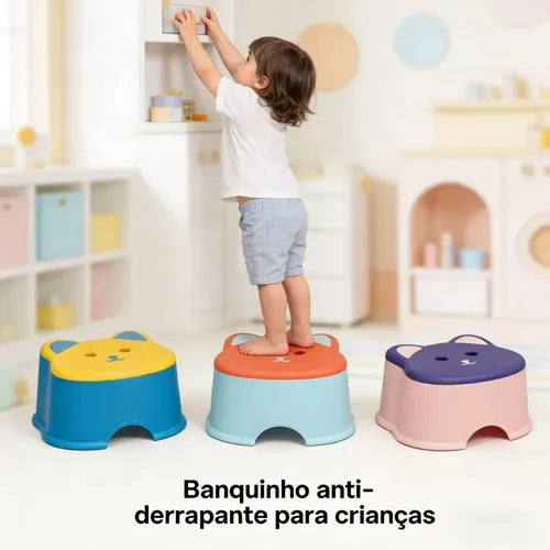 20938 Cute Cat Shape Plastic Kids Stool | Anti-Skid Multipurpose Bathroom Step Stool | Strong & Durable | Multicolor