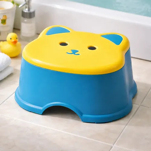 20938 Cute Cat Shape Plastic Kids Stool | Anti-Skid Multipurpose Bathroom Step Stool | Strong & Durable | Multicolor