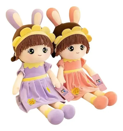 20338 Baby Girl Fluffy Rag Doll Cute Princess Doll Soft Stuffed Plush Toy with Bunny Ear Skirt & Hat Beautiful Fairy Ragdoll Decoration Companion Toys for Kids {36 Cm}