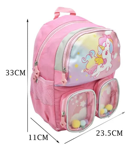 20406 Cartoon Backpack: Cute Trendy Prints, Suitable for Boys & Girls Size=32*23*15 Cm {Random Design}