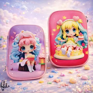 GBT-5957 Cut Doll Pencil Pouch | Large Stationery Pencil Pouch with Zip Closure {Multicolor}