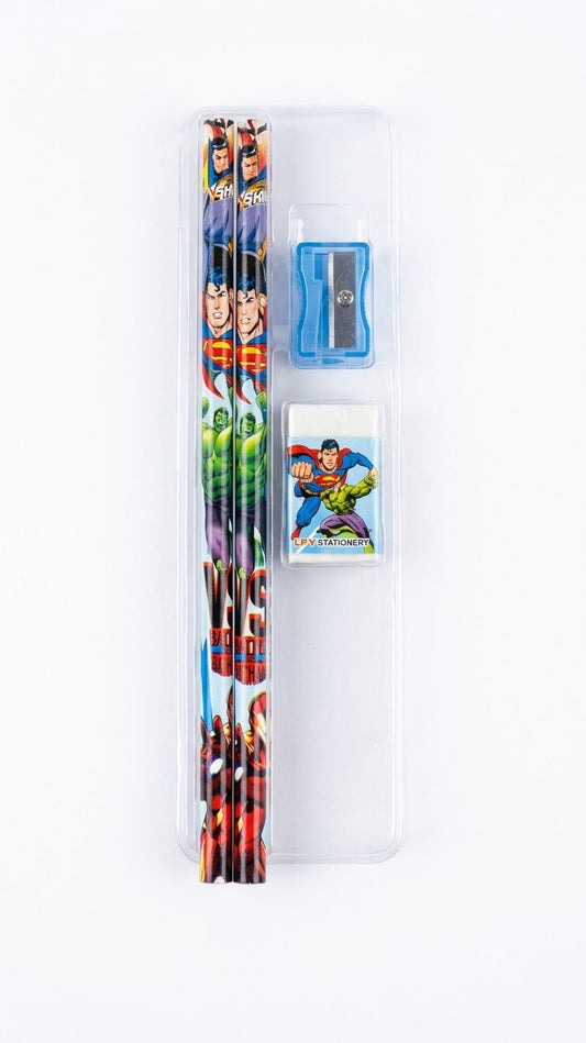 HBC-188 Superhero Pencil & Stationery Set with Eraser and Sharpener