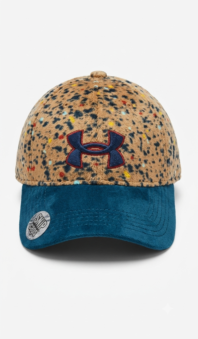 Velvet Patterned Baseball Caps with Embroidered Brand Logos