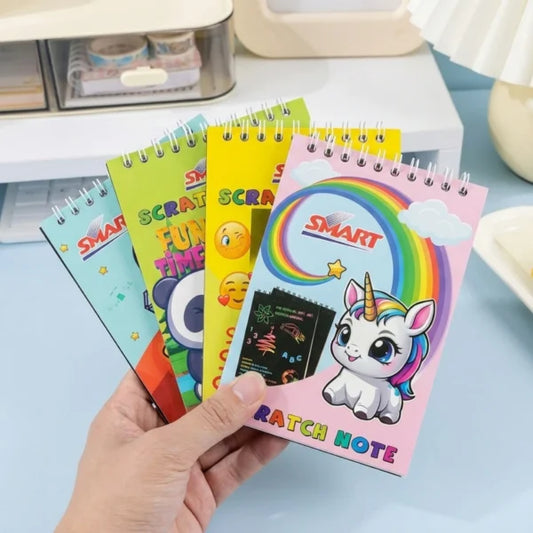 1014-8 Scratch Notebook for Kids (8 Pages, 14 x 10 cm) | Magic Scratch Art Book with Wooden Stylus