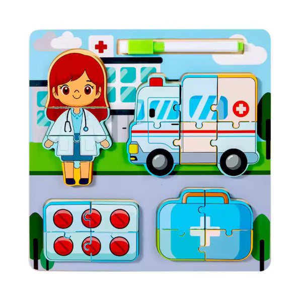 020056 3D Puzzle Model Professional Tool Drawing Board Young Children Education Wooden Puzzle 3-6 Years Old Baby Toy