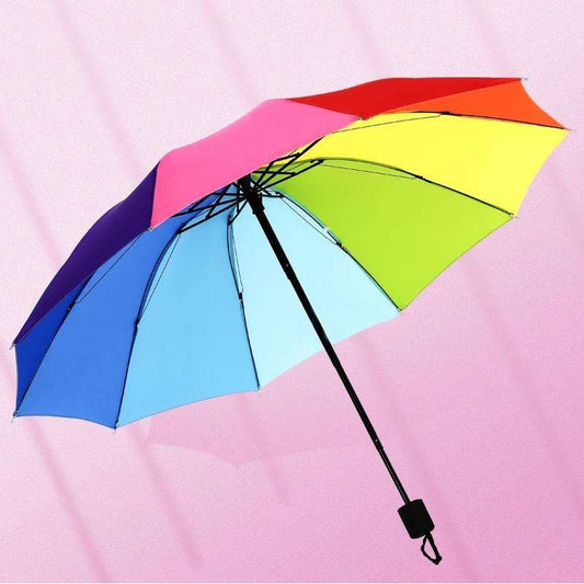 20718 Rainbow Fold Umbrella Women and Men Non-automatic 3 Fold Umbrella Popular Creative Three Folding Adults Children Umbrella
