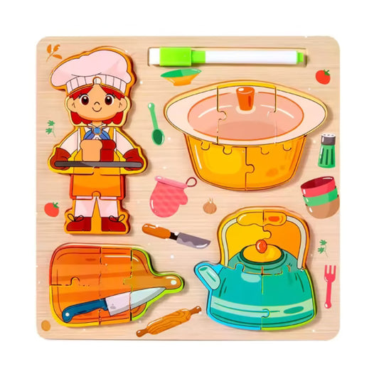 020056 3D Puzzle Model Professional Tool Drawing Board Young Children Education Wooden Puzzle 3-6 Years Old Baby Toy