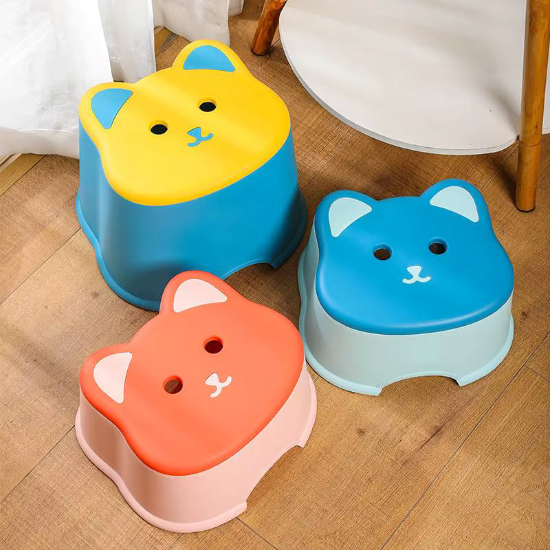 20938 Cute Cat Shape Plastic Kids Stool | Anti-Skid Multipurpose Bathroom Step Stool | Strong & Durable | Multicolor