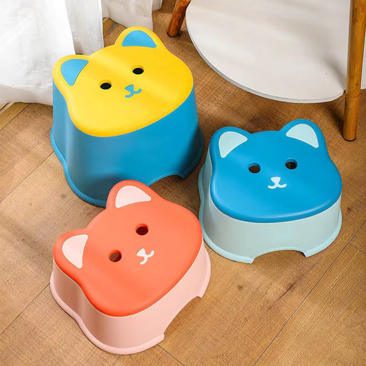 20938 Cute Cat Shape Plastic Kids Stool | Anti-Skid Multipurpose Bathroom Step Stool | Strong & Durable | Multicolor