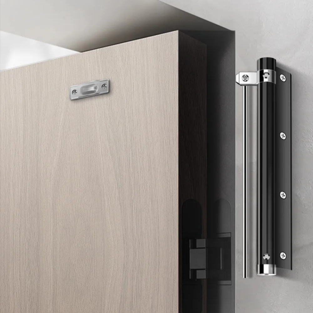 20735 Adjustable Automatic Door Closer for Home & Office, Spring Loaded Silent Door Closer with 4-Level Speed Control, Stainless Steel Auto Door Closer for Wooden