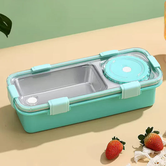 7106 Lunch Box Kids Stainless Steel Lunch Box with 2 Compartment 2 Containers Lunch Box (600 ml, Thermoware)