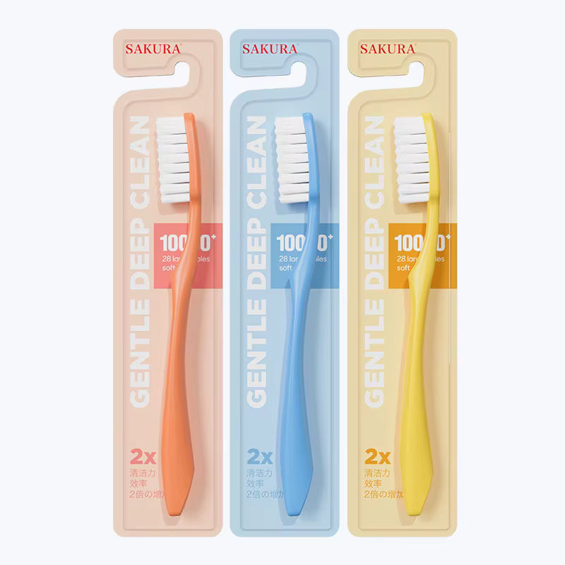 S-123A Elastic Medium Manual Toothbrushes for Adults, Regular Size Head {Multicolor}