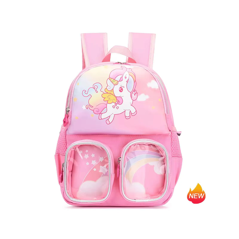 20406 Cartoon Backpack: Cute Trendy Prints, Suitable for Boys & Girls Size=32*23*15 Cm {Random Design}