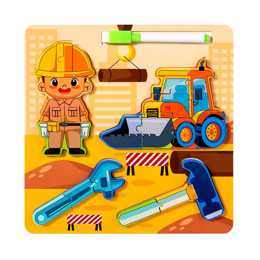 020056 3D Puzzle Model Professional Tool Drawing Board Young Children Education Wooden Puzzle 3-6 Years Old Baby Toy