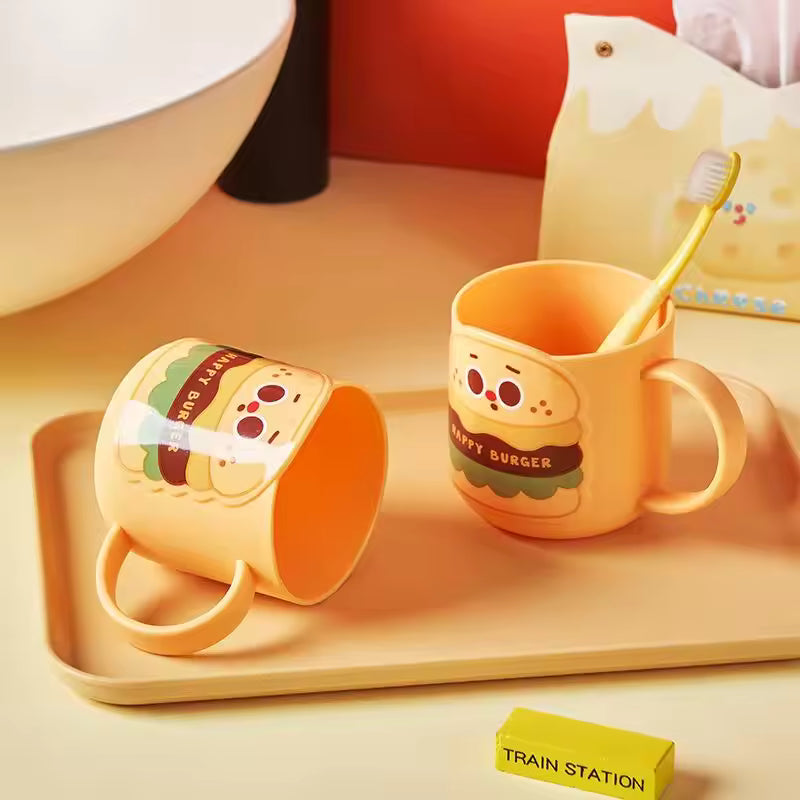 3005  {400ML} Cartoon Plastic Microwave Safe Water Drinking Cup Milk Mug Tea Cup with Handle for Children Fancy Cups and Mugs {Random Design}