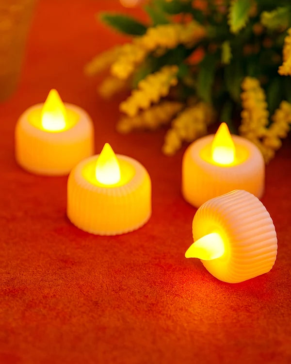 21032 (24 PCS) LED Tealight Candles – Warm White Flickering Flameless Lights for Home Décor, Diwali, Weddings & Parties, Battery Operated