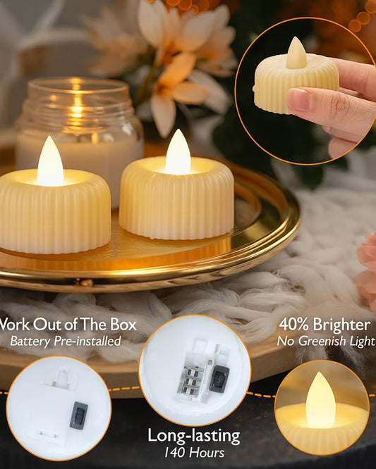 21032 (24 PCS) LED Tealight Candles – Warm White Flickering Flameless Lights for Home Décor, Diwali, Weddings & Parties, Battery Operated