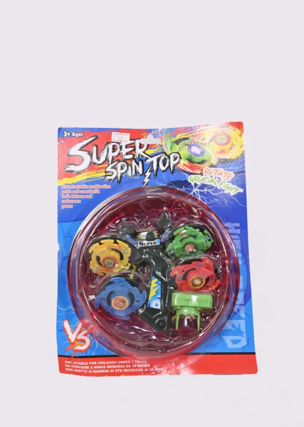 628-2 Super Top Spinning Battle Set for Kids | 4 Spin Tops + Launcher