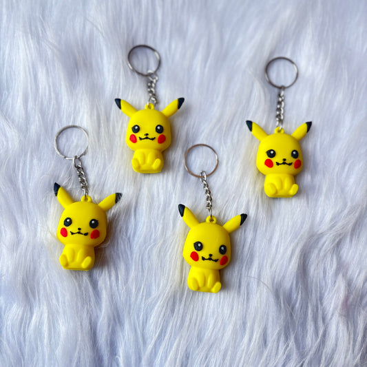 20887 {Pack of 12} Pikachu Anime Keychains for Kids | Cute Soft Rubber Pokemon