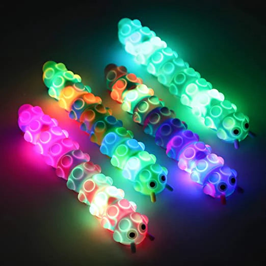 20118 Light Up Push Popper Suction Caterpillar {Multicolor}