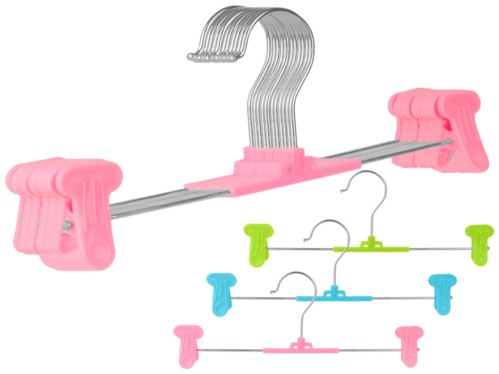 20712 Trouser Hangers, Skirt Hangers with Adjustment Plastic Grip Pant Hangers {Random Color}