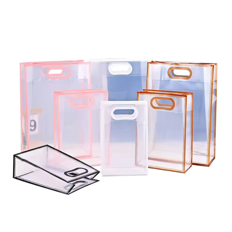 20949 {Pack of 12} Translucent Multipurpose Reusable Gift Bags | Gift for Her/Him, Wedding Return Gifts Baby Shower Anniversary Birthday Hamper Shopping {Random Color}