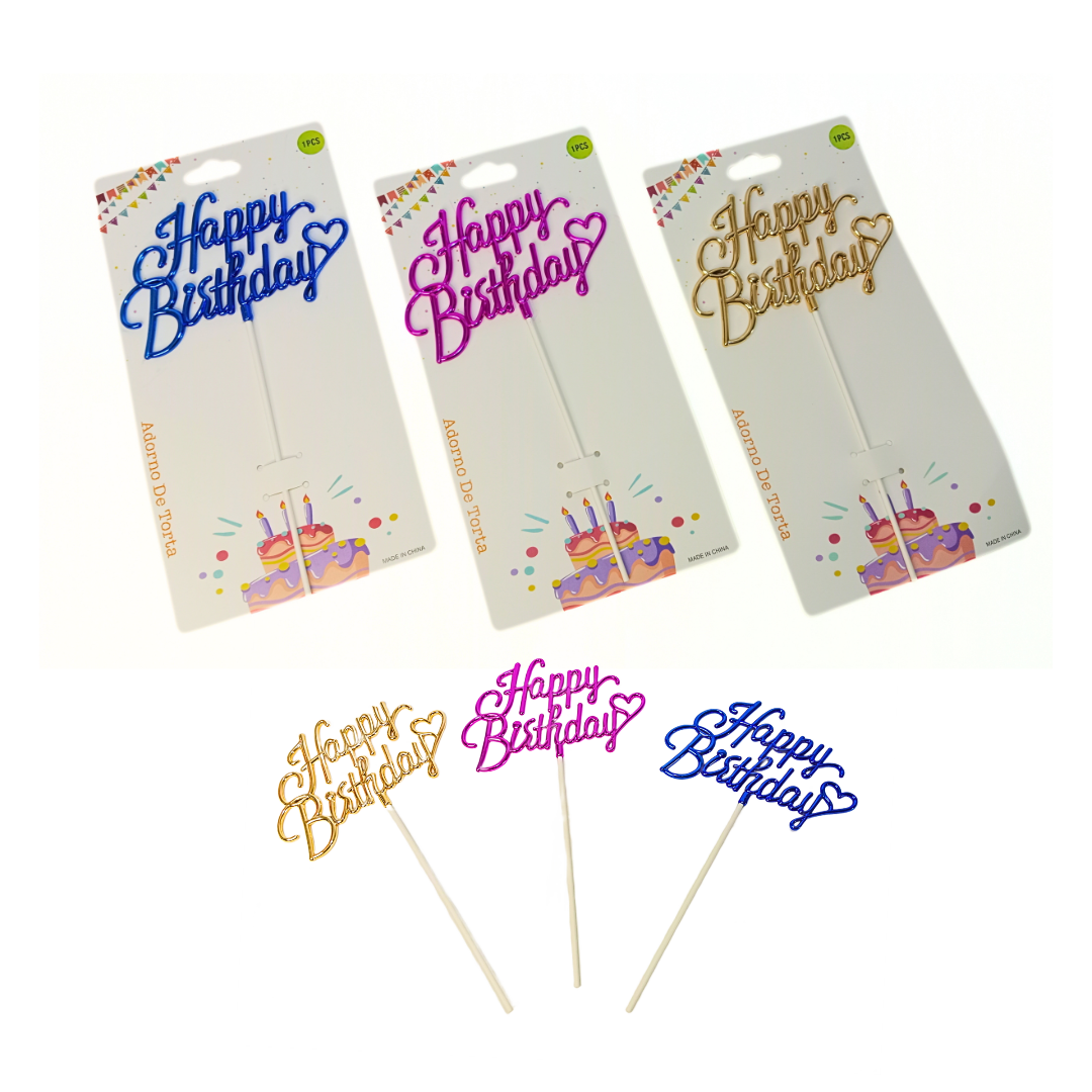 20205 Happy Birthday Acrylic Cake Topper – Gold Finish Cursive Script, Premium Cake Decoration for Birthday Cakes, Desserts & Party Celebrations (Random Color)